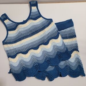 Haute Hippie Kids Matching Set in Cream and Blue